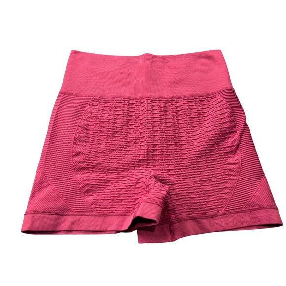 Womens High-Waisted Seamless Pink Workout Shorts - Picture 2 of 7